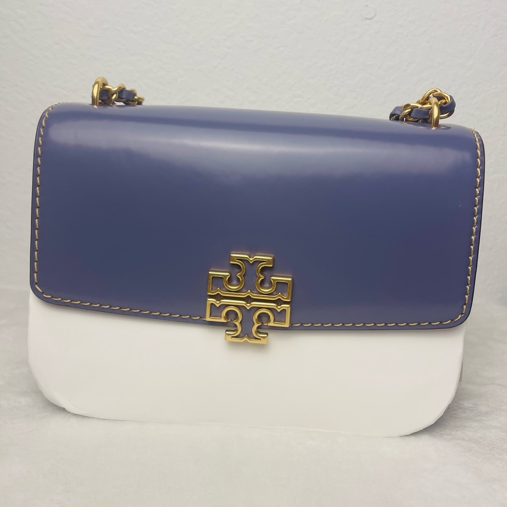 Tory Burch Two-Tone Blue and White Crossbody Bag(Dark lotus)
